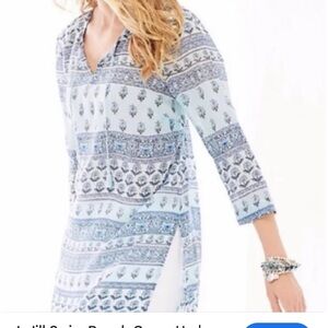 J. Jill Blue and White Patterned Top
